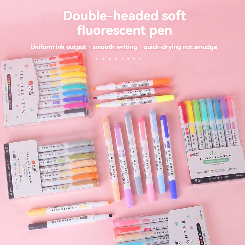 6/8/10/25 色ダブルティブハイライターペンかわいいマ - Highlighter Set Pastel のレビューと価格