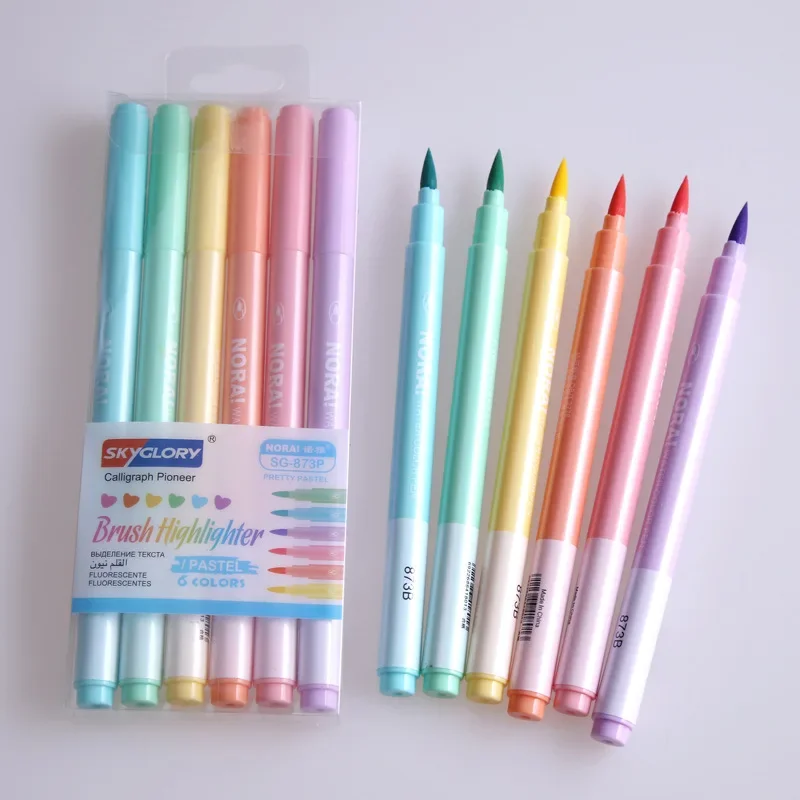 カワイイカラーブラシ蛍光ペン、マンガペン、パステルカラー、ス - Highlighter Set Pastel のレビューと価格