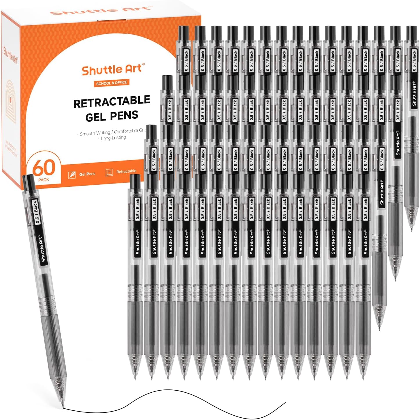 シャトルアート ブラックゲルペン、インクグライドシリーズ 6 - Gel Ink Pen Set のレビューと価格