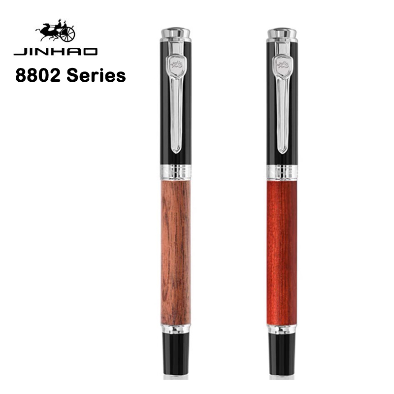 JINHAO-8802木製万年筆、ef、f、m、曲がったペン - Stationery Supply Business のレビューと価格
