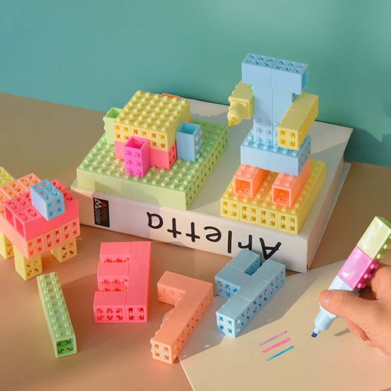 6 個のビルディングブロック蛍光ペンセットミニ蛍光マーカーラ - Highlighter Set Pastel のレビューと価格
