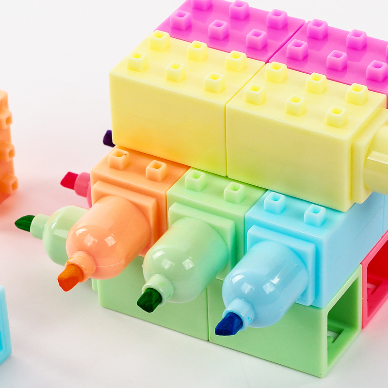 6 個のビルディングブロック蛍光ペンセットミニ蛍光マーカーラ - Highlighter Set Pastel のレビューと価格