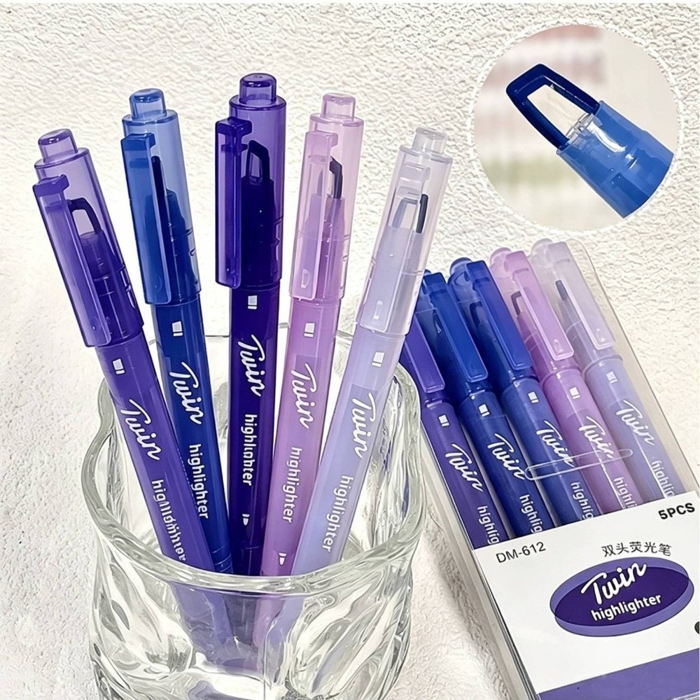 5 ピース/セットカラフルなデュアルチップ蛍光ペンセットマル - Highlighter Set Pastel のレビューと価格