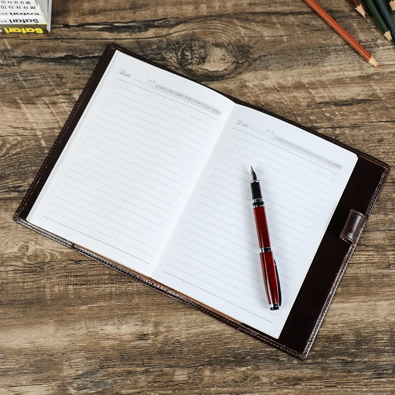 ペンホルダー付き本革ノートブックカバー、手作りのビジネス用品 - Stationery Supply Business のレビューと価格