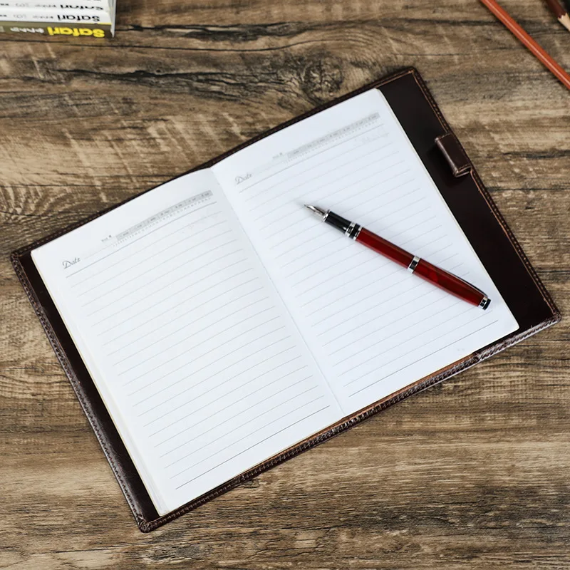 ペンホルダー付き本革ノートブックカバー、手作りのビジネス用品 - Stationery Supply Business のレビューと価格