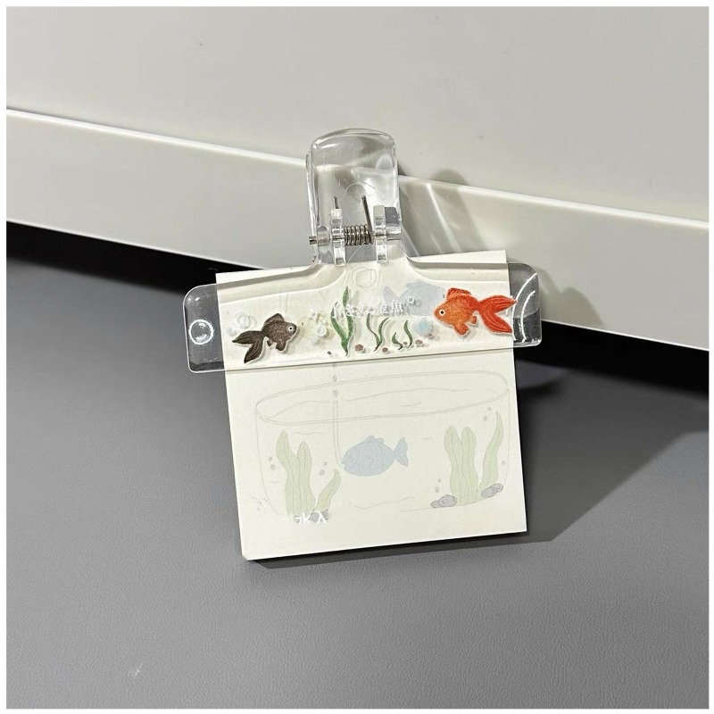 透明アクリルバインダークリップ 漫画の魚のデザイン 透明クリ - Binder Clip Assorted のレビューと価格