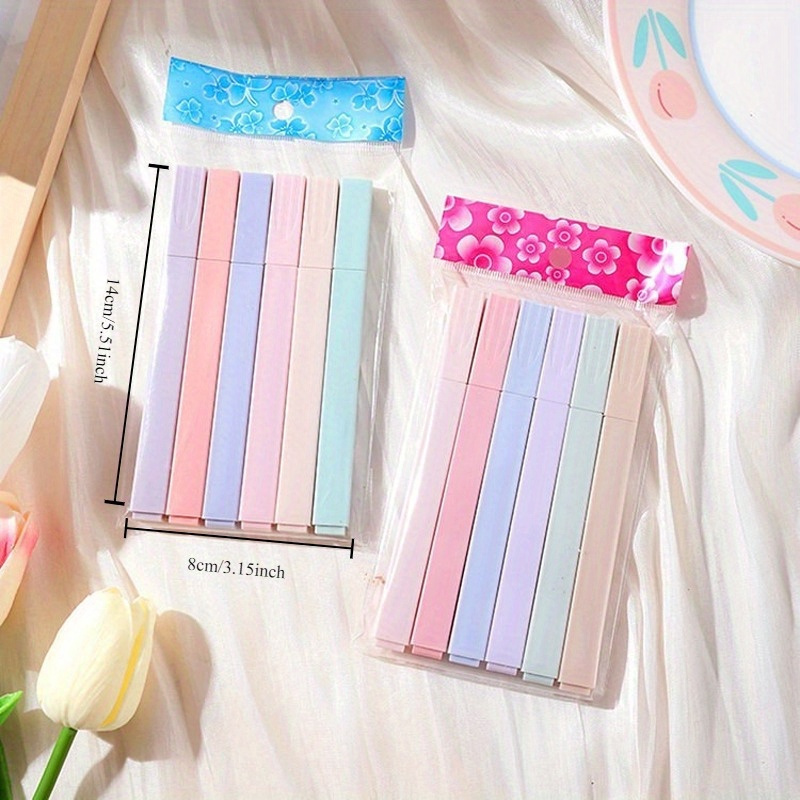 6 ピース/セットパステルカラー蛍光ペンかわいい文具カラーマ - Highlighter Set Pastel のレビューと価格