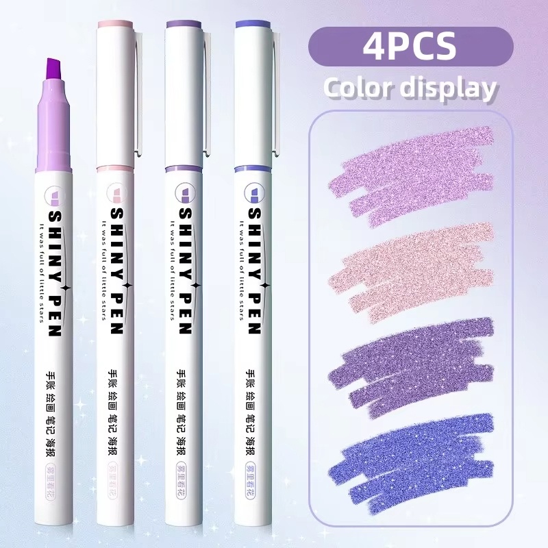 4 色パステルグリッターハイライタースターグリッター光沢のあ - Highlighter Set Pastel のレビューと価格