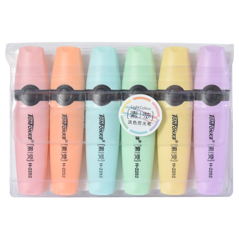 6 ピース/セット蛍光ペンパステルカラーチゼルチップマーカー - Highlighter Set Pastel のレビューと価格