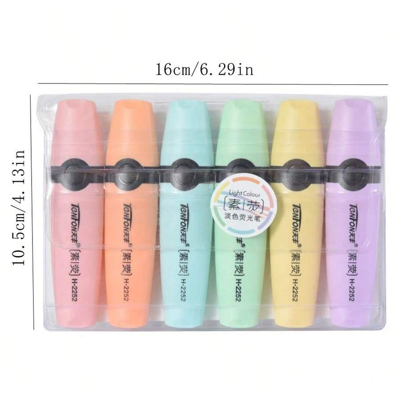 6 ピース/セット蛍光ペンパステルカラーチゼルチップマーカー - Highlighter Set Pastel のレビューと価格
