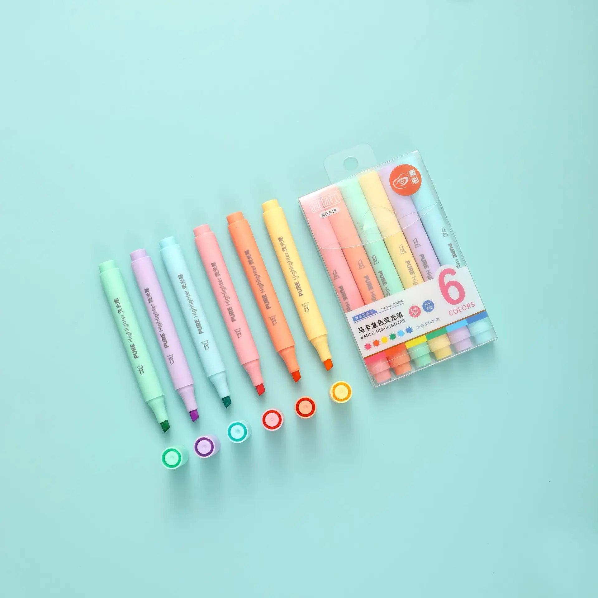 6 ピース/セットパステルカラーマカロン蛍光ペンマーカーペン - Highlighter Set Pastel のレビューと価格