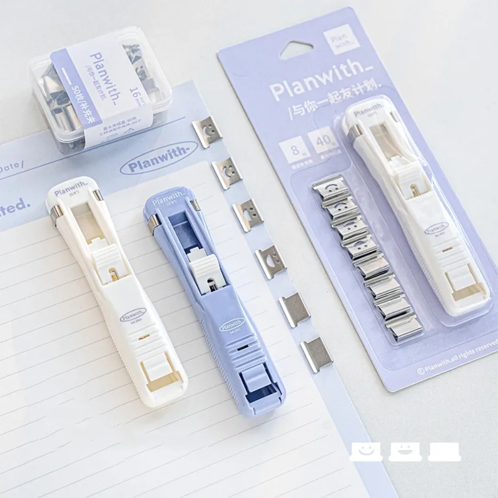 ミニプラスチックペーパーホッチキスセット、スマイルデザイン、 - Binder Clip Assorted のレビューと価格