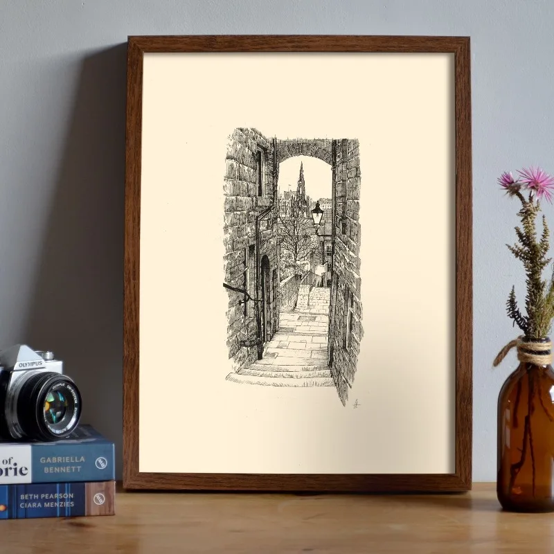 ヴィンテージエディンバラ城ペンインク描画スケッチポスタースコ - Fountain Pen Ink のレビューと価格